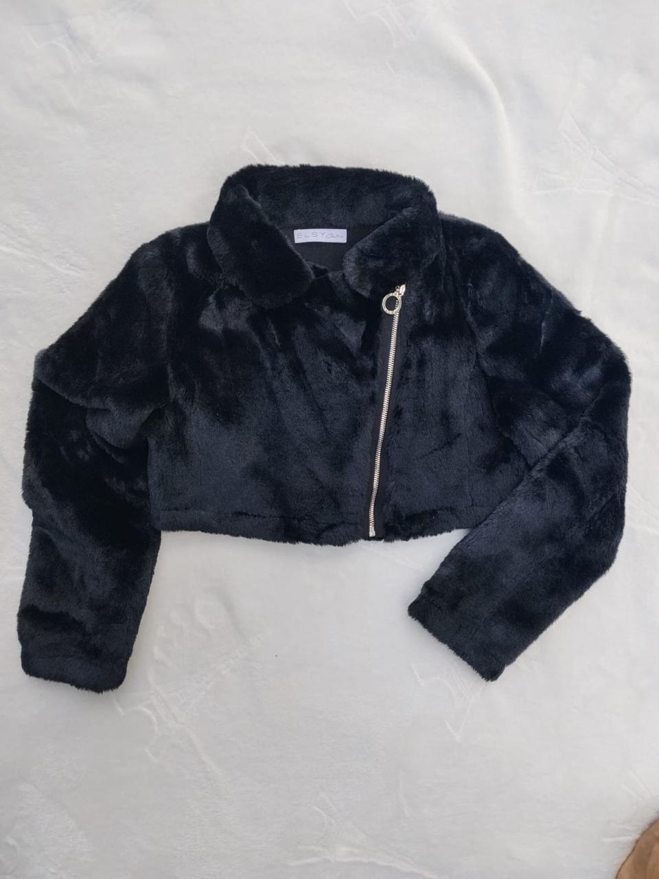Campera Mujer Peluche Negro Teddy